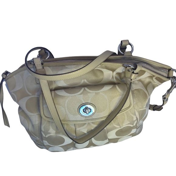 Coach Handbags - COPY - Coach Leah Large Khaki Purse Bag Crossbody 13139 Coach Beige Purse Bag C…